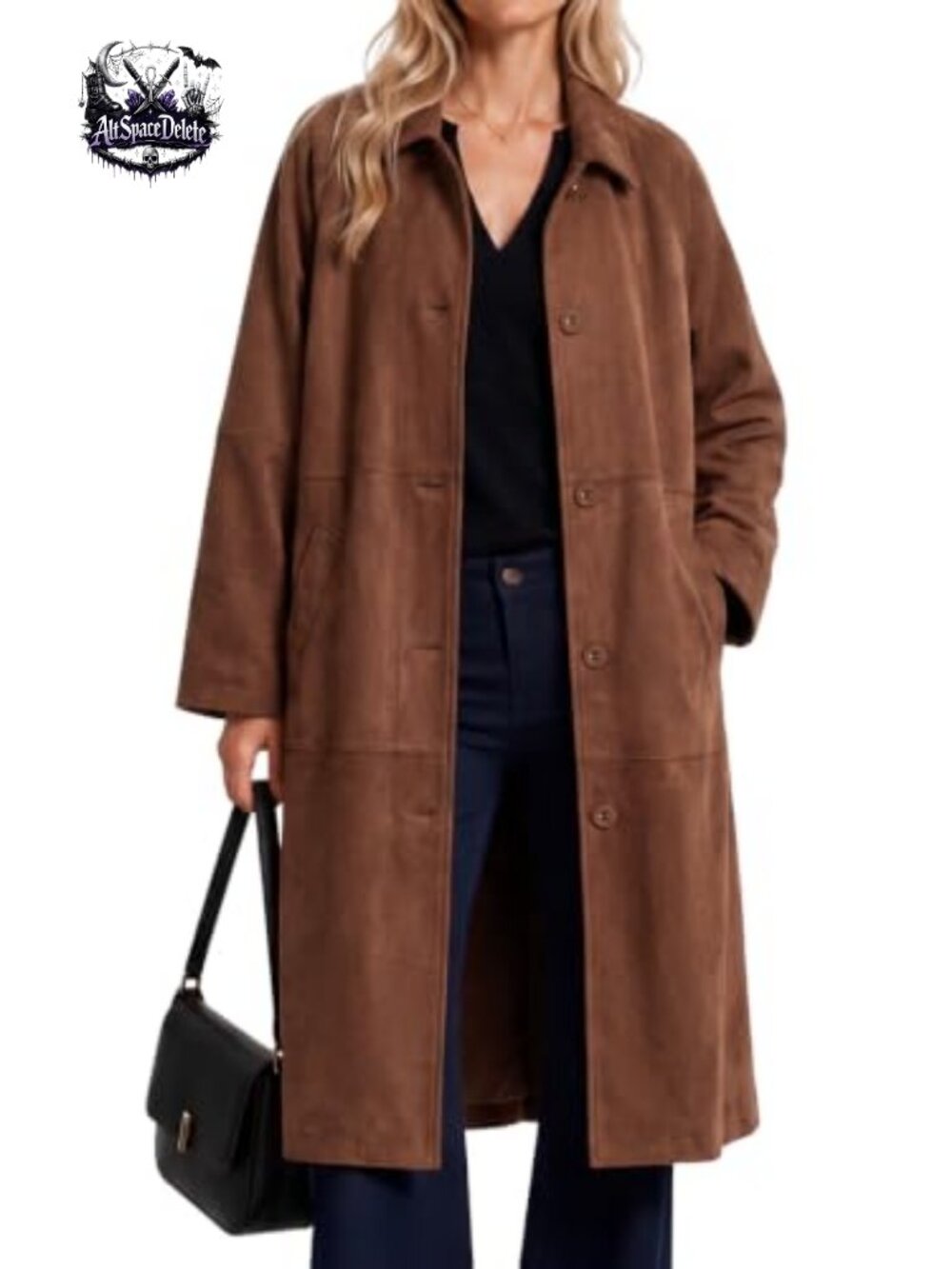Faux Suede Long Trench Coat Oversized Fall Winter Jacket